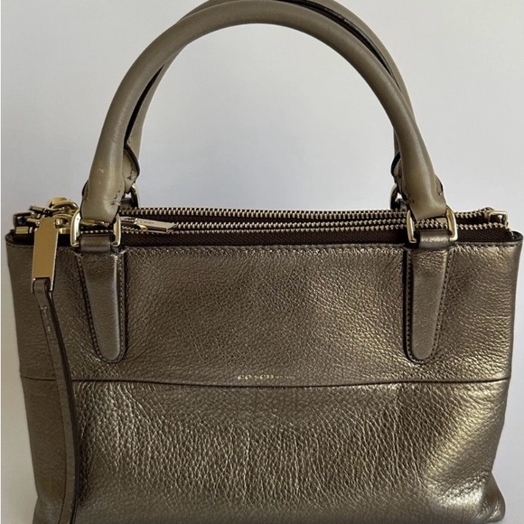 FALL SALE🍂 1-DAY…COACH BUROUGH METALLIC BAG CROSS BODY & HANDLES. 3 zip - Picture 1 of 6